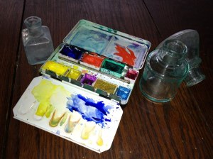 Photo of Glass Inkwells and Travel Palette